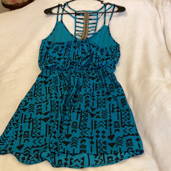 Sun dress aqua blue Size M Three pink hearts brand - Picture 9 of 9